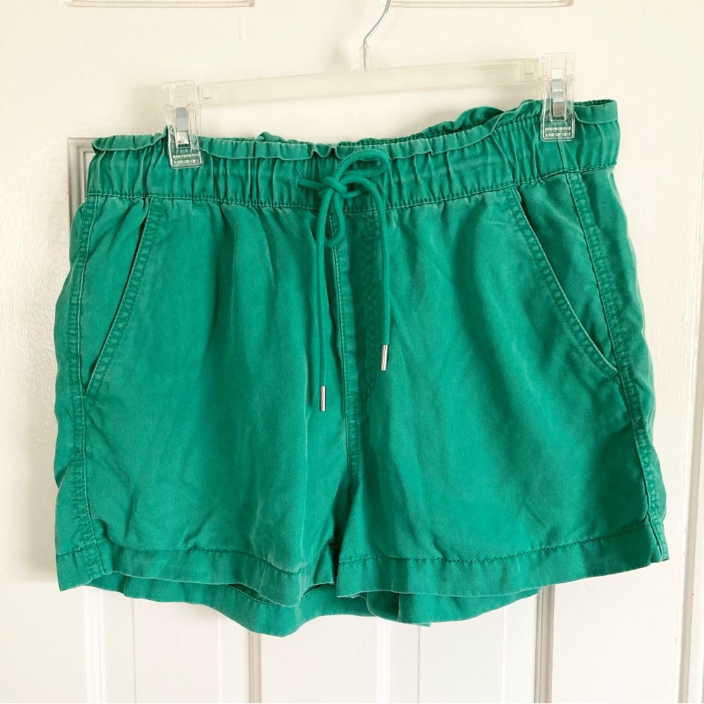 LOFT Smocked Lyocell Green Pocket Shorts, Women’s Size Medium Resortwear - Picture 3 of 6